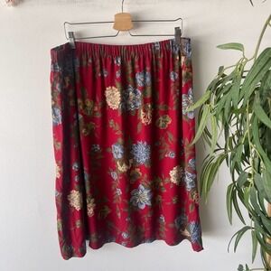 Vintage Blair Skirt Womens 2XL Red Floral Boho Western Coastal Midi Summer